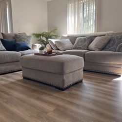 Feather Down Living Room Set, Sofa, Loveseat And Ottoman 