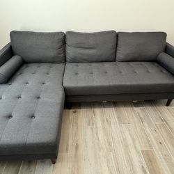 City Furniture- Rue Gray Fabric Right Chaise Sectional 