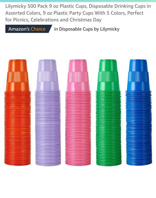 Lilymicky 500 Pack 9 oz Plastic Cups, Disposable Drinking Cups