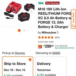 Milwaukee Forge Battery M18