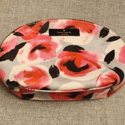 Kate SPADE MAKEUP ZIPPER BAG PINK ROSES FLORAL