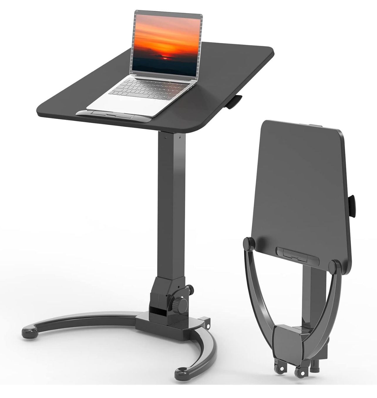 343 Foldable Mobile Standing Desk, Height Adjustable Sit Stand Desk, 90° Tiltable Rolling Laptop Desk, Portable Desk with Wheels Non Slip Mat for Hom,All Products : American Fashion Style Bags On Sale