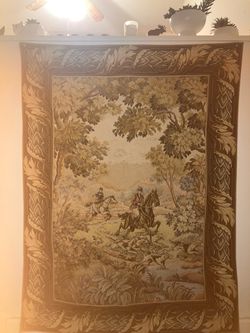 VINTAGE ENGLISH HUNT SCENE WALL TAPESTRY