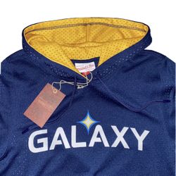 Mitchell & Ness MLS LA Galaxy Jersey Mens Small New Mesh Short Sleeve Hoodie