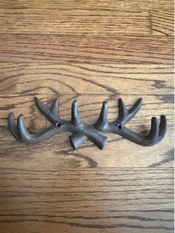 Deer Antler Coat Rack Wall Key Hooks Cast Iron Towel Hat Hanger