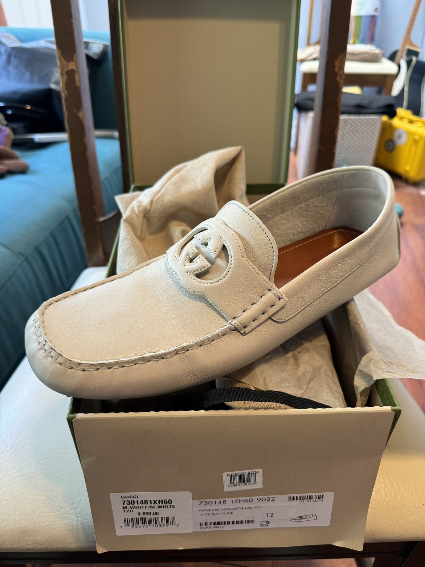 Brand New Men’s White Gucci Loafers Size 12