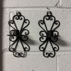 Vintage Black Iron Wall Candel Holder 