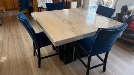 Artificial marble table set / 6 chairs