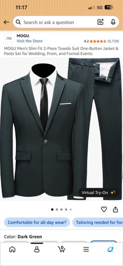 MOGU Men's Slim Fit 2-Piece Tuxedo Suit