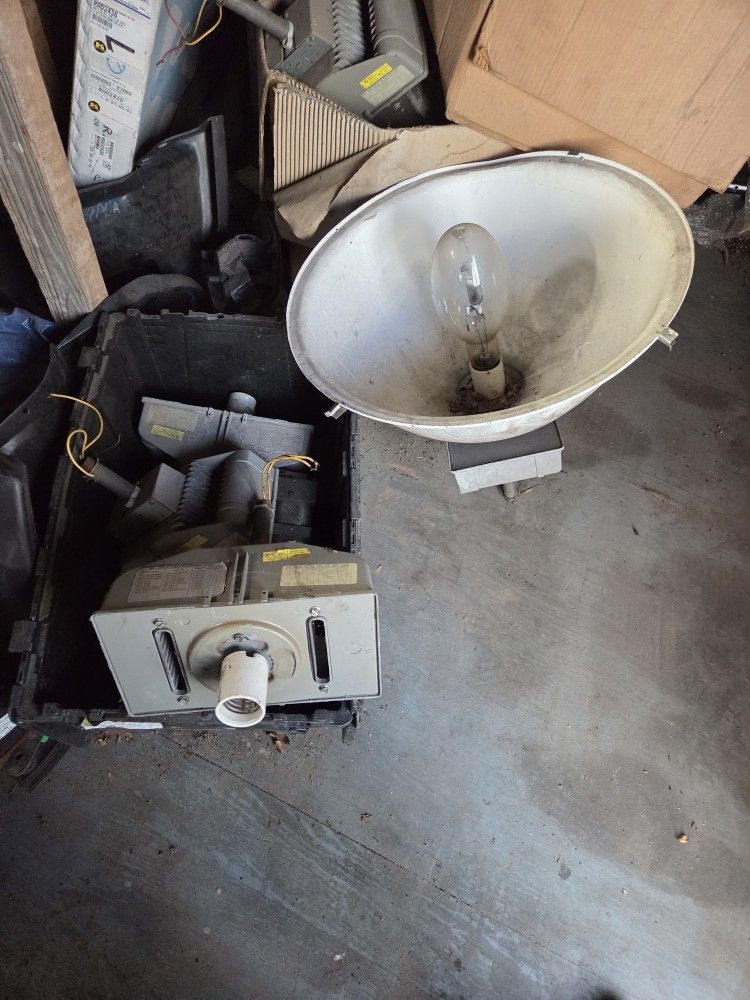 Old warehouse lights and parts