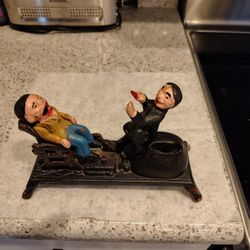 Cast Iron Mechanical Coin Bank Depicting a Dentist Pulling A Tooth