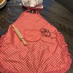 Kids Apron And Hat With Cookie Cutter And Rolling Pin