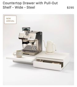 NWT White Yamazaki Wide Countertop Drawer with pull-out Shelf  -Steele