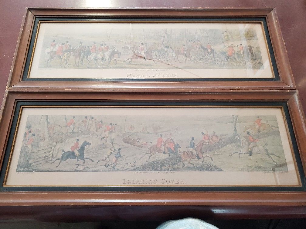 Framed antique Henry Alken T. Sutherland etchings 1824