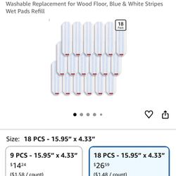 18 PCS Mop Pads, 15.95” x 4.33” Reusable Microfiber Mop Pads Replacements Compatible with Ocedar H2prO Flat Mop, Washable Replacement for Wood Floor, 