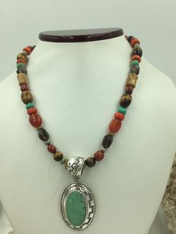 Designer STER Multi Stone Beaded Necklace 18”