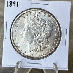 1891 Morgan Silver Dollar Coin 