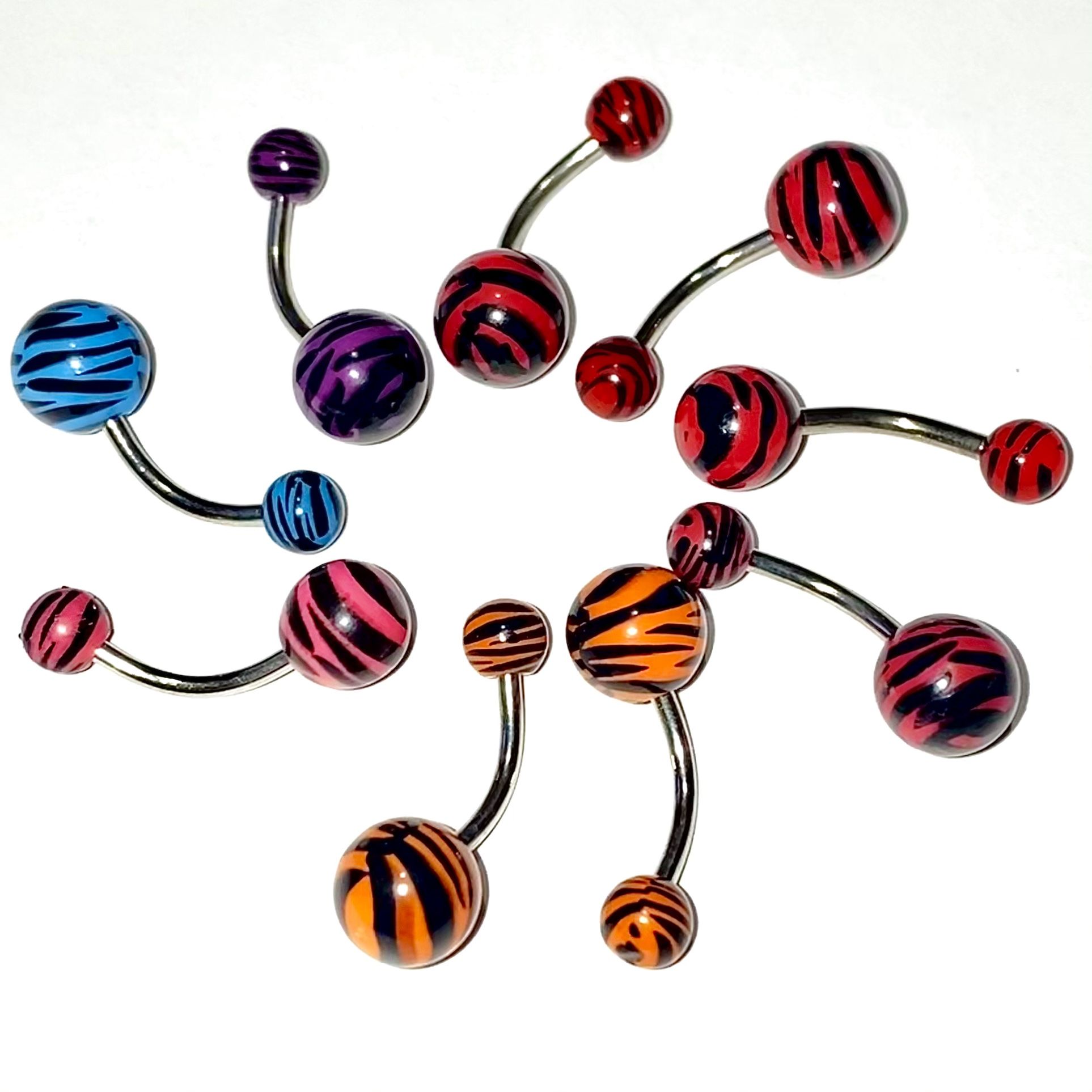 Zebra Print Belly Button Ring Navel 14g Lot 9pcs