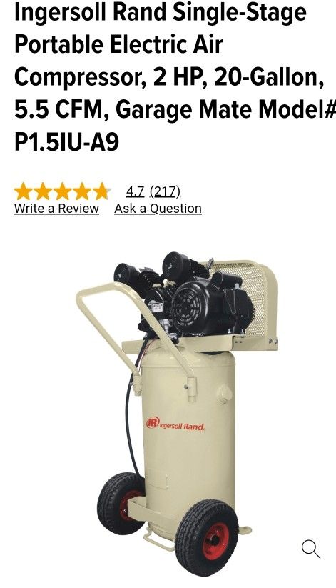 Ingersoll Rand Single-Stage Portable Electric Air Compressor (High Performance)


