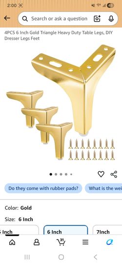 4PCS 6 Inch Gold Triangle Heavy Duty Table Legs, DIY Dresser Legs Feet
BOX LITTLE BIT DAMAGED BUT ITEM IS NEW