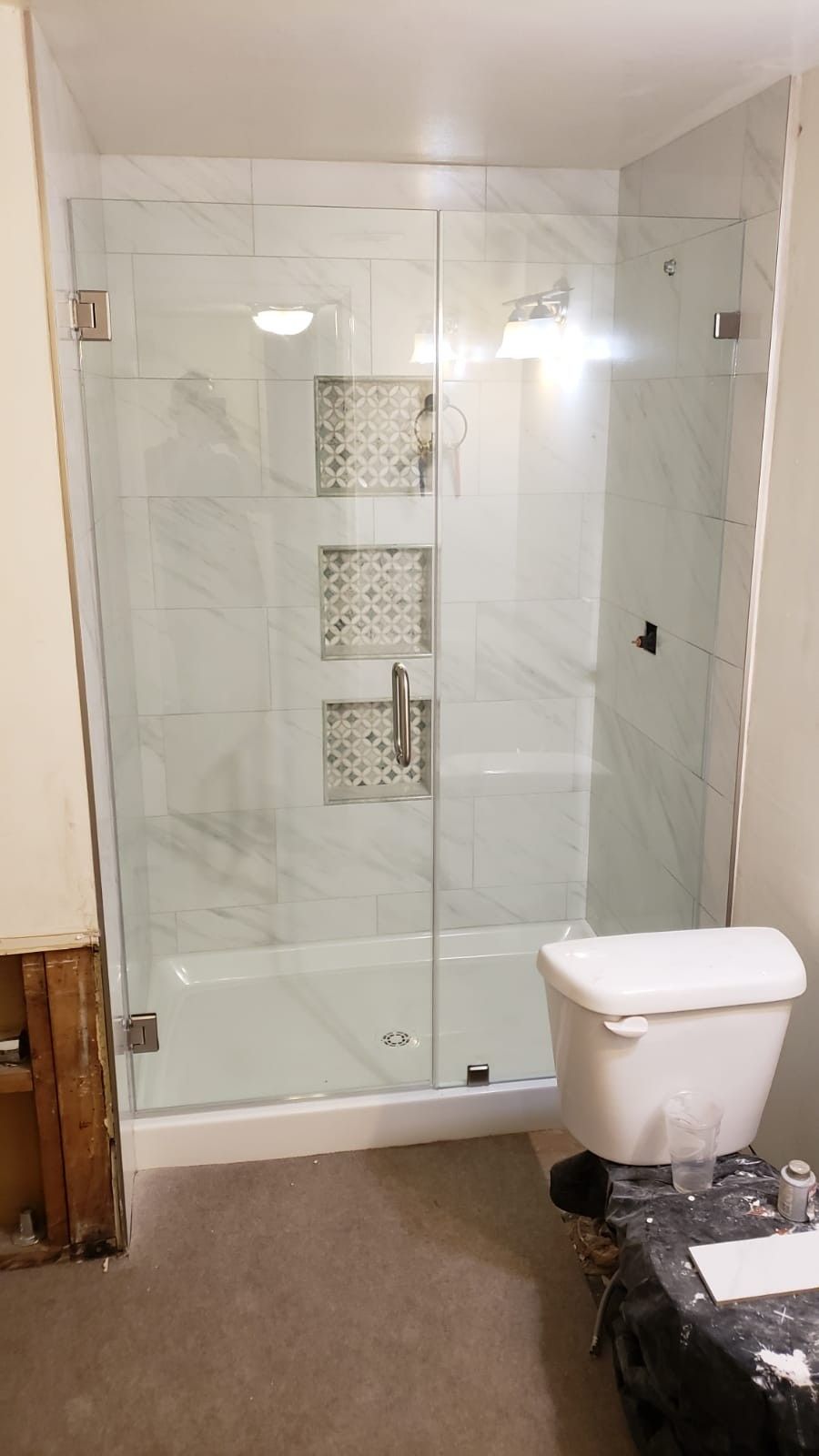 Frameless shower door glass