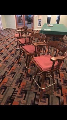 FOUR ANTIQUE WOOD BAR STOOLS GREAT CONDITION!