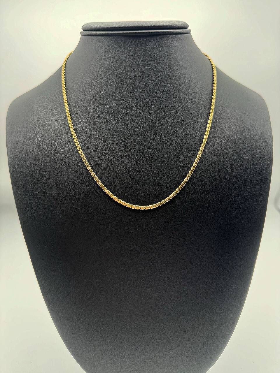 Jewelry 18k solid yellow gold Wave style 18” chain necklace 2.5 width