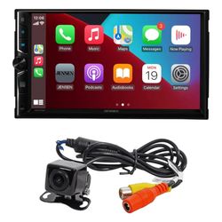 JENSEN J3CA7W-BUC 7-inch Certified Apple CarPlay Android Auto Wired or Wireless | Double DIN Touchscreen Car Stereo Radio | Bluetooth | Backup Camera 