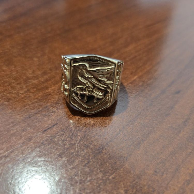 14k Gold Raven Emblem Ring