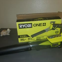 RYOBIONE+ 18V 100 MPH 280 CFM Cordless Battery Variable-Speed Jet Fan Leaf Blower with 2.0 Ah Battery and Charger