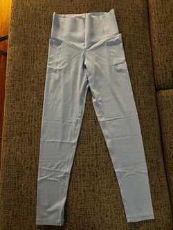 Light Blue High-Waist Leggings with Pockets