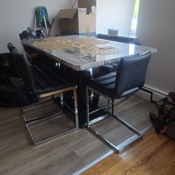 Marble Table Dinning Sets With 6 Chairs 