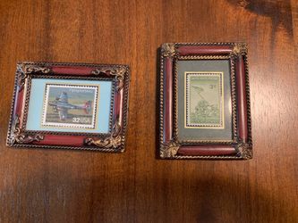 1945 3 Cent Iwo Jima And B17 Flying Fortress WWII Framed Stamps