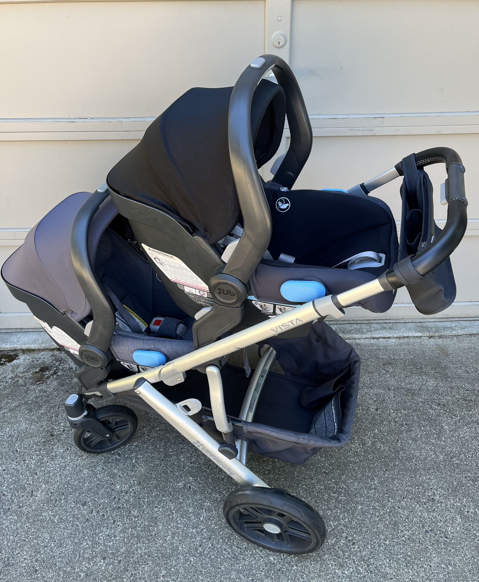 UppaBaby Vista Double Stroller with Mesa Car Seats