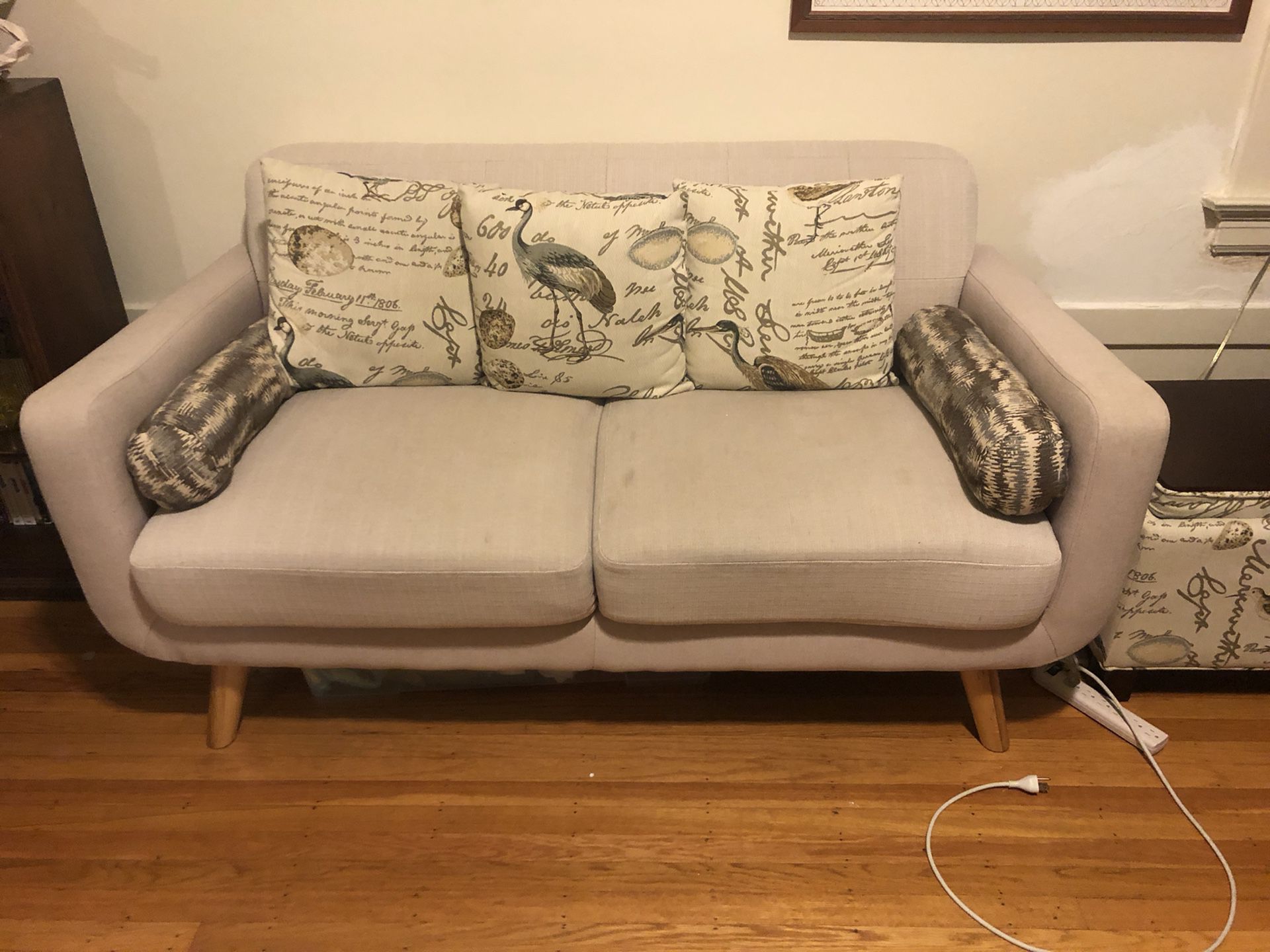 Cream Love Seat with pillows