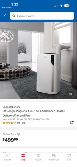 Shop DeLonghi De Longhi Pinguino 4-in-1: Air Conditioner, Heater, Dehumidifier, and Fan Item 1491242 | Model PAC EL375HGRKC-3AL WH