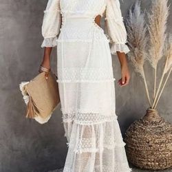 White Boho Dress 