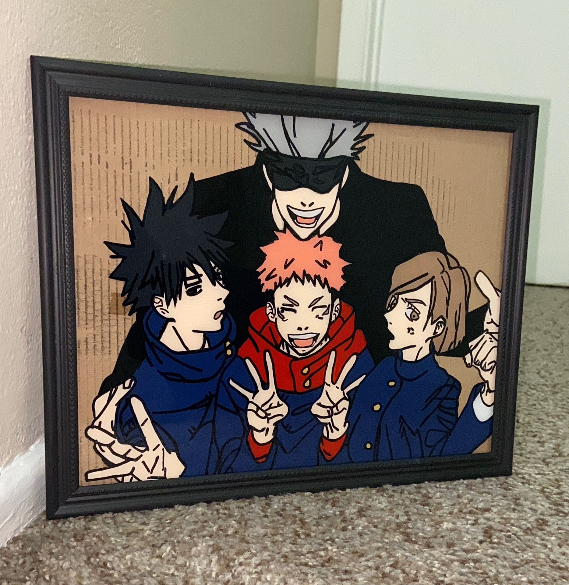 Glass Anime Painting Jujutsu Kaisen Custom Portraits Of Friends, Family, & Pets. LOCATED IN COVINA