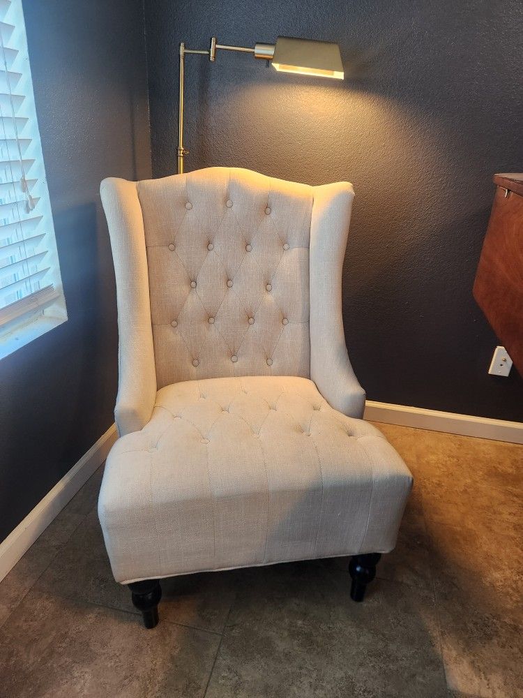 White Tufted Wingback Chair