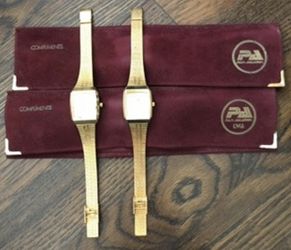 Pan Am Complimentary Gold Metal Watches Lot of 2