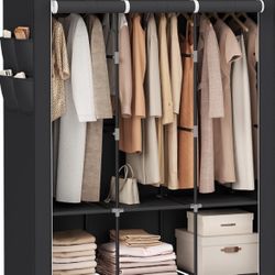 SONGMICS Portable Closet Wardrobe Closet Organizer with Cover - Black