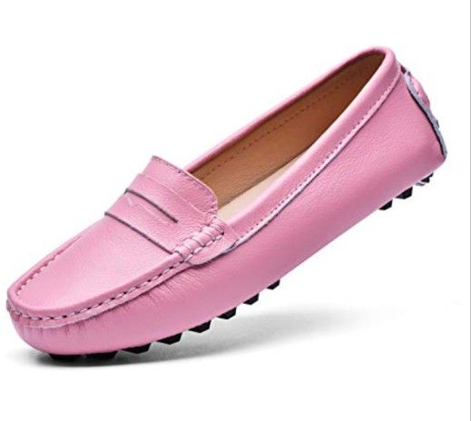 PINK LEATHER DRIVING SHOES