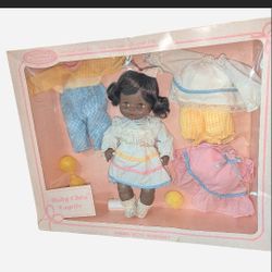 1980's original Vintage Baby Chex Doll with clothes and accessories in box complete 