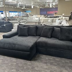 Big Soft Black Sectional Couch