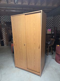 Double-Door Tall Cabinet, Maple Wood Laminate, 29"W x 23"D x 73"H,  Storage Cabinet