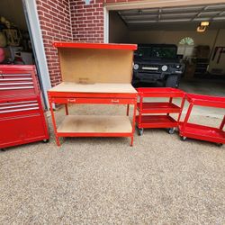 Full Set - Workshop Garage Bench Table Tool Chest Cart Work Bench Rolling Box
