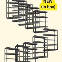 (Set Of 10) BRAND NEW IN BOX, All Black Metal Shelves 72" Tall