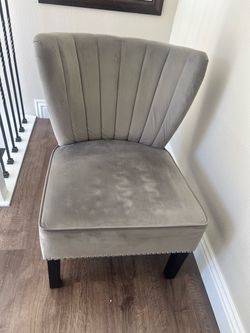 Gray Velvet Accent Chair with Nailhead Trim