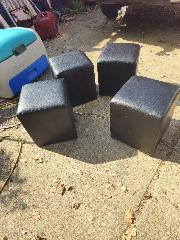 Price Is Farm.. Four Leather Bound Ottomans