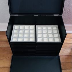 VTG. Leather Jewelry Travel Case Organizer Germany Earrings Rings Necklaces